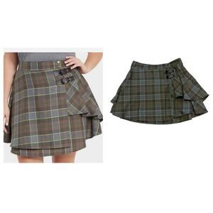 Torrid Size 10 Outlander Tartan Plaid‎ Fraser Kilt Ruffle Buckle Skirt Punk Goth
